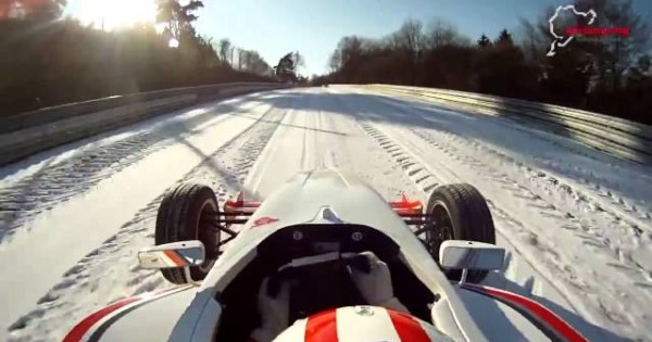Nurburgring Formula Racing Car Around The Track On Ice And Snow