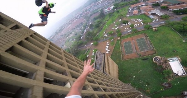 Race To The Top Of An Abandoned Building To See Who Can Jump First