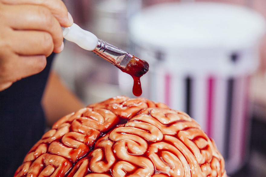 How To Make A Red Velvet Brain Cake For Halloween4