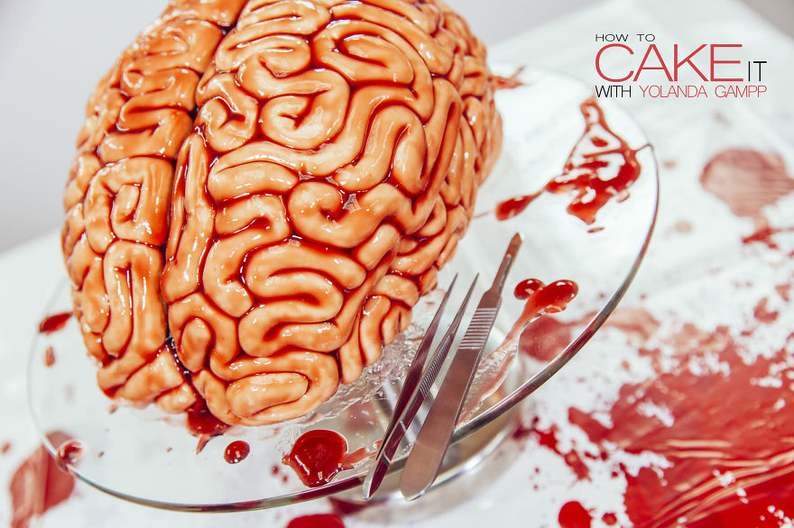 How To Make A Red Velvet Brain Cake For Halloween5