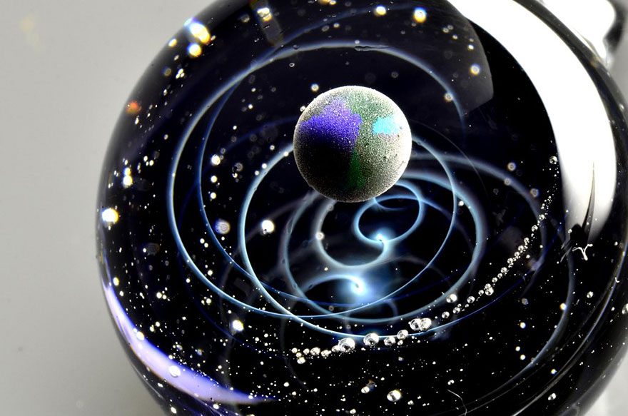 Space Glass Planets And Galaxies Trapped In Tiny Glass Pendants4
